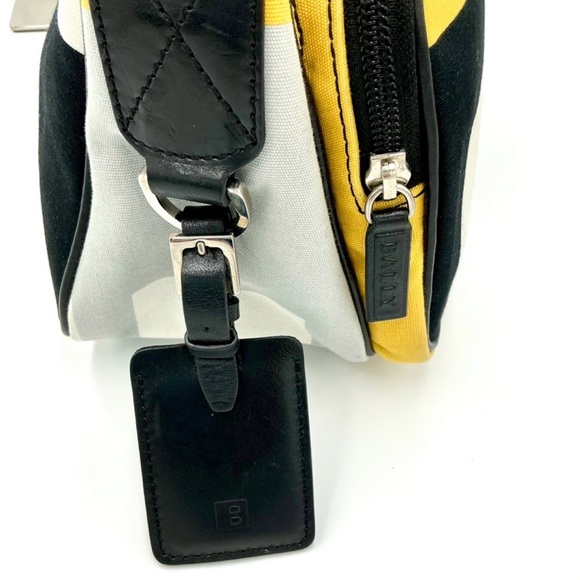 BALLY Vintage Canvas & Leather Multi-Pocket Shoulder Bag - Bold B Logo Print - Picture 6 of 6